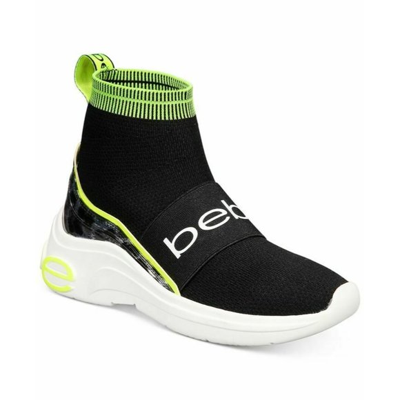bebe Shoes - Bebe Locked Logo Sock Sneaker Black Size 9 Women Athletic Shoe Slip On
